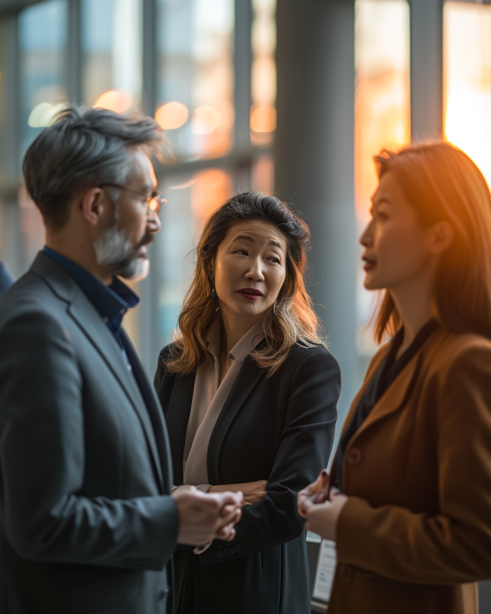 Business-Meeting mit Investor:innen in modernem Setting